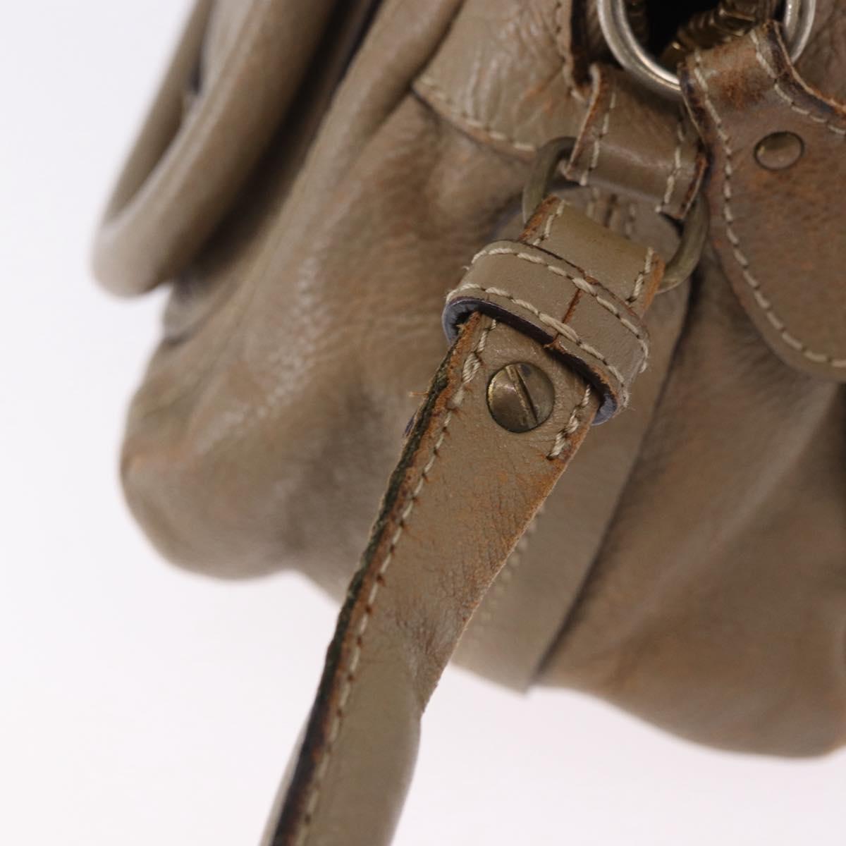 Chloe Mercy Shoulder Bag Leather 2way Beige Gold Auth bs36433
