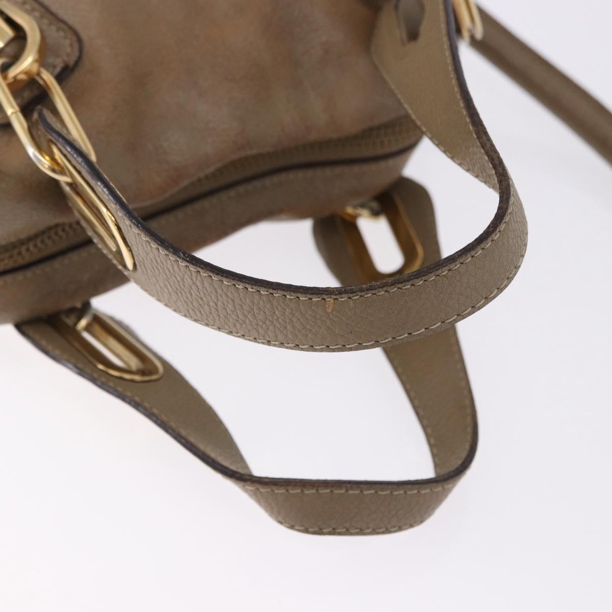 Chloe Mercy Shoulder Bag Leather 2way Beige Gold Auth bs36433