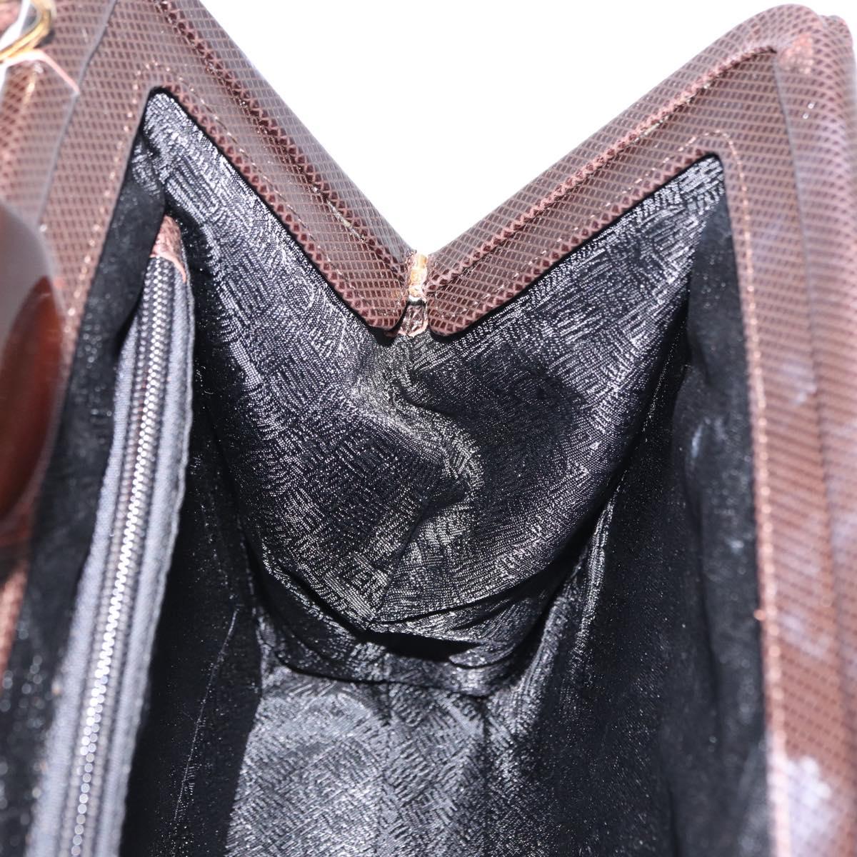 BOTTEGA VENETA Hand Bag Leather Dark Brown Gold Auth bs36434
