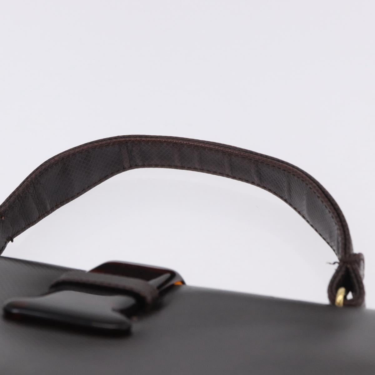 BOTTEGA VENETA Hand Bag Leather Dark Brown Gold Auth bs36434
