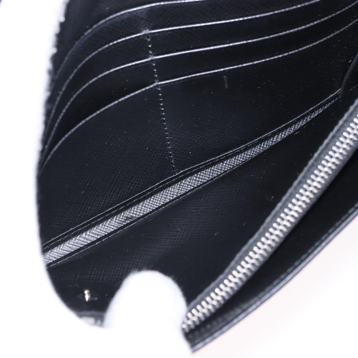 PRADA Long Wallet Safiano Leather Black Silver Auth bs36436
