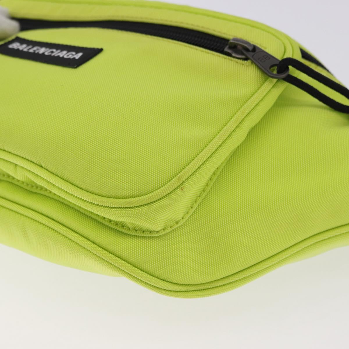 BALENCIAGA Explorer Body Bag Nylon Yellow Silver 482389 Auth bs36437