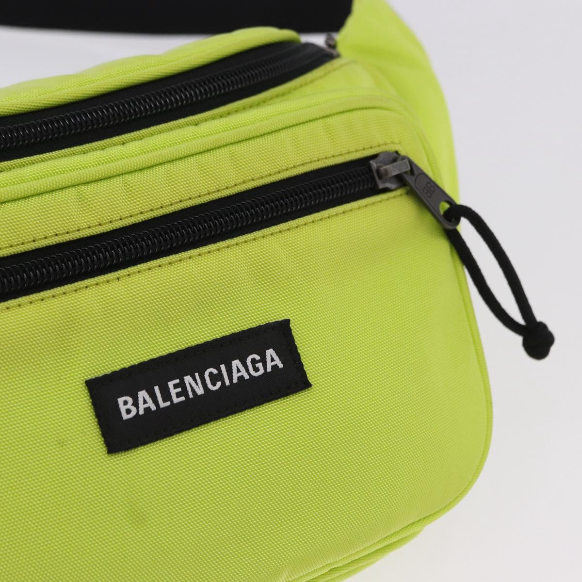 BALENCIAGA Explorer Body Bag Nylon Yellow Silver 482389 Auth bs36437