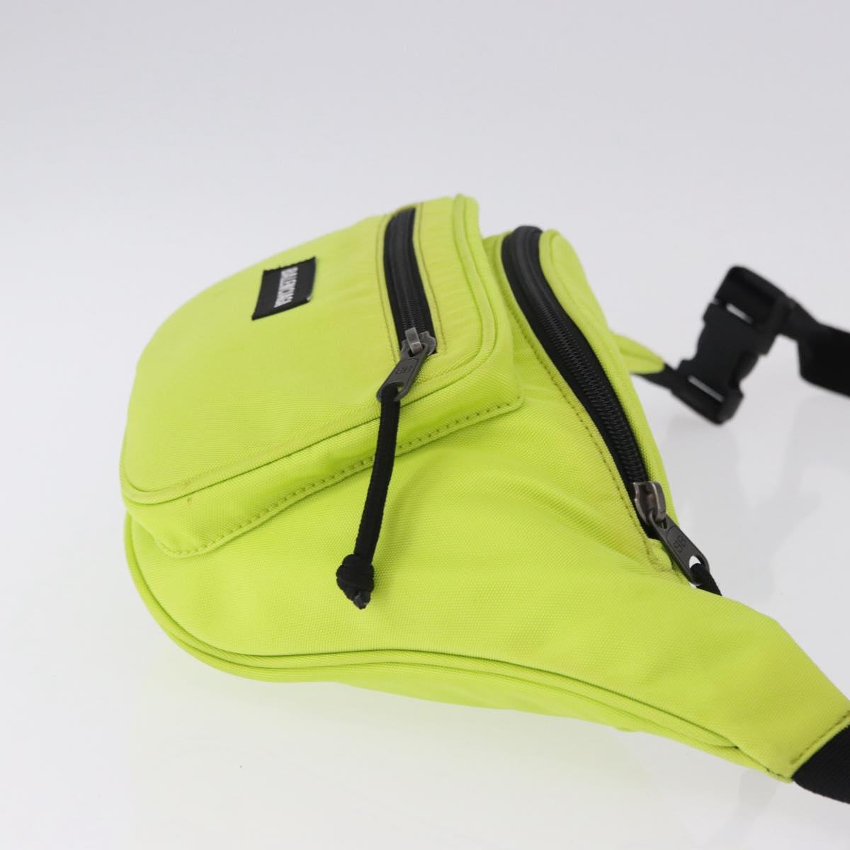BALENCIAGA Explorer Body Bag Nylon Yellow Silver 482389 Auth bs36437