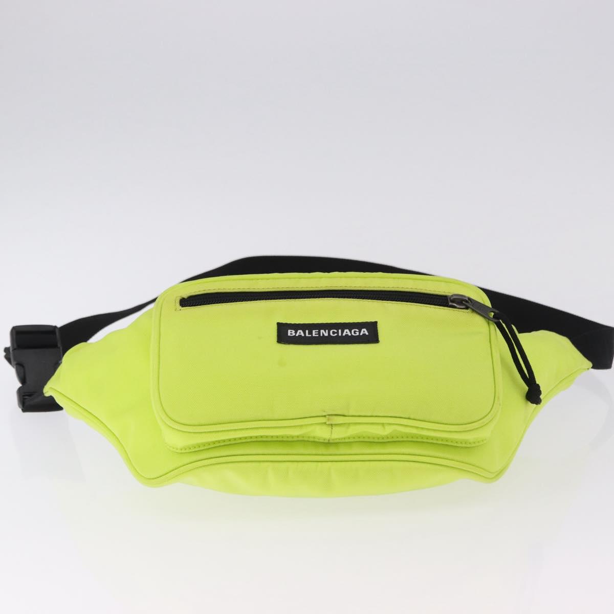 BALENCIAGA Explorer Body Bag Nylon Yellow Silver 482389 Auth bs36437