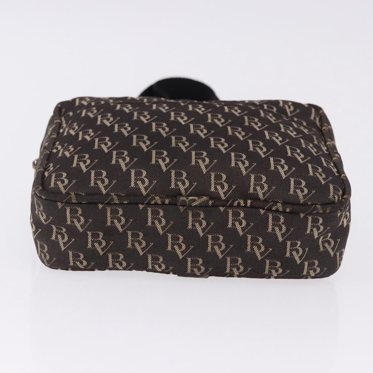 BOTTEGA VENETA Waist Bag Canvas Brown Silver Auth bs36438