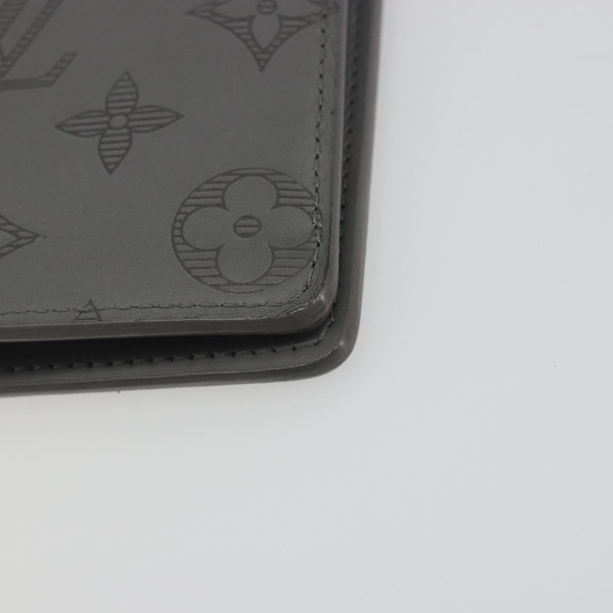 LOUIS VUITTON Monogram Shadow Portefeuille Braza Wallet Gray M81335 Auth bs36439