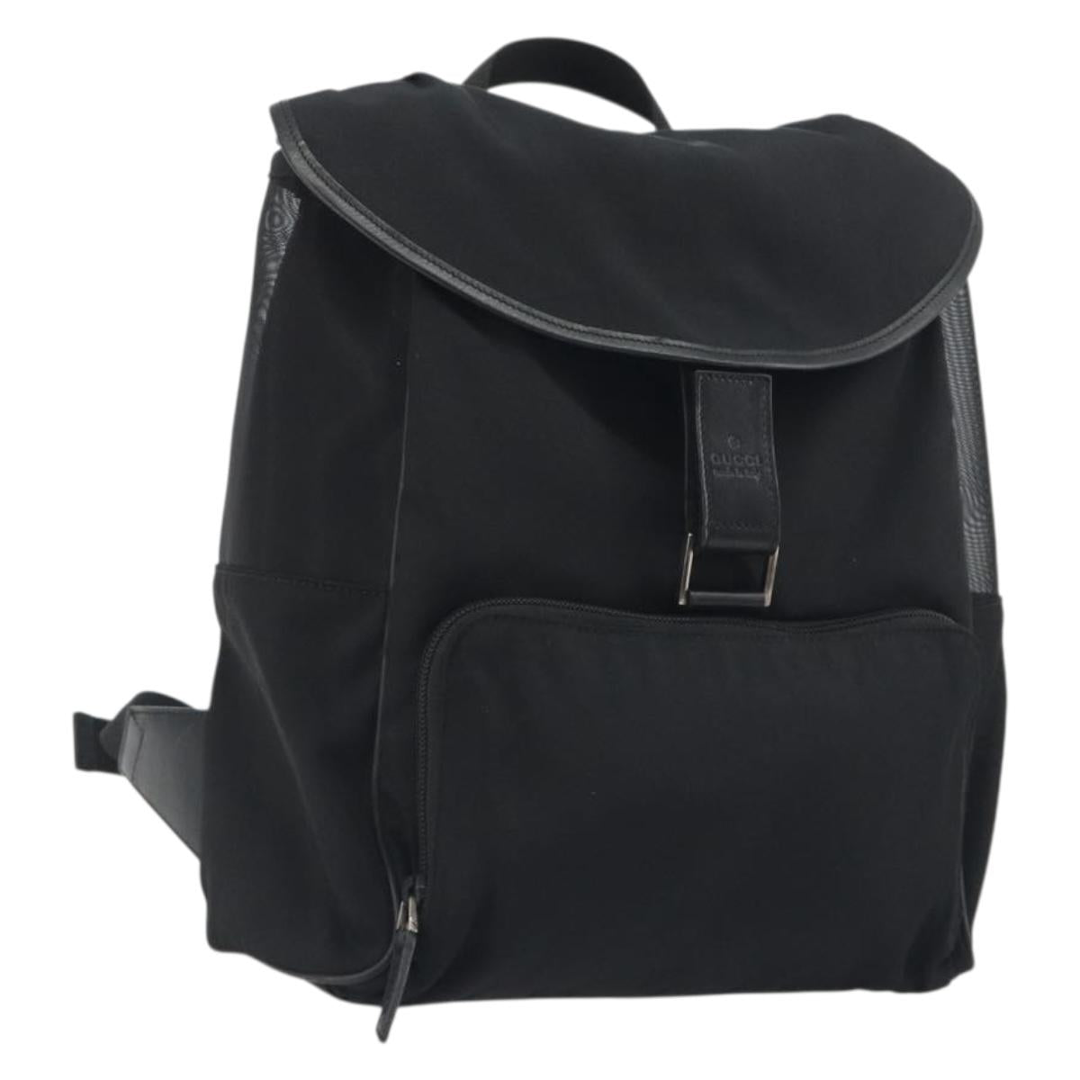 GUCCI Backpack Canvas Black Silver 019 0353 Auth bs36440