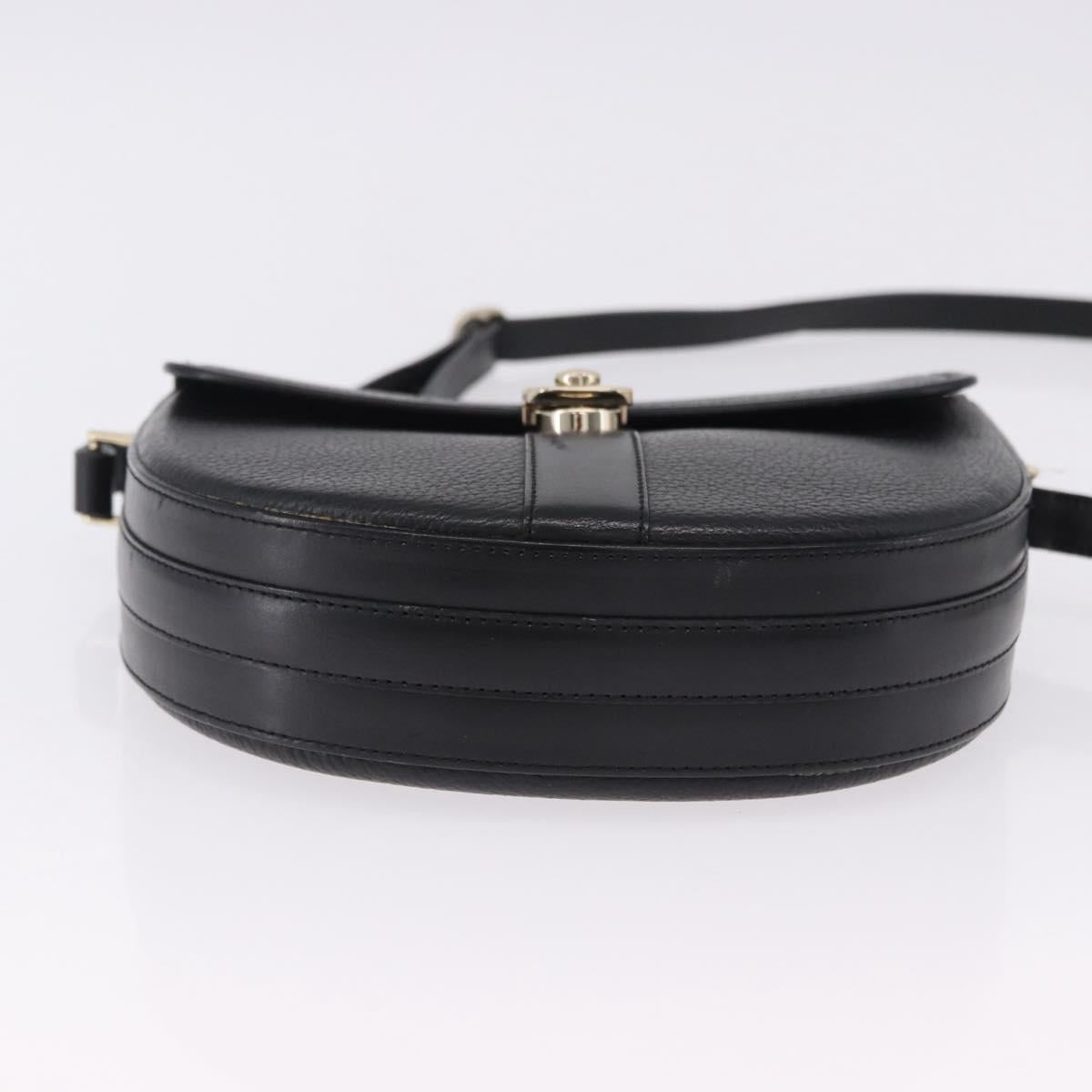 Burberrys Shoulder Bag Leather Black Gold Auth bs36441