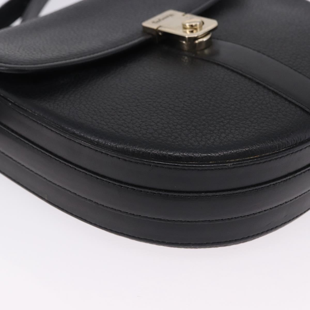 Burberrys Shoulder Bag Leather Black Gold Auth bs36441