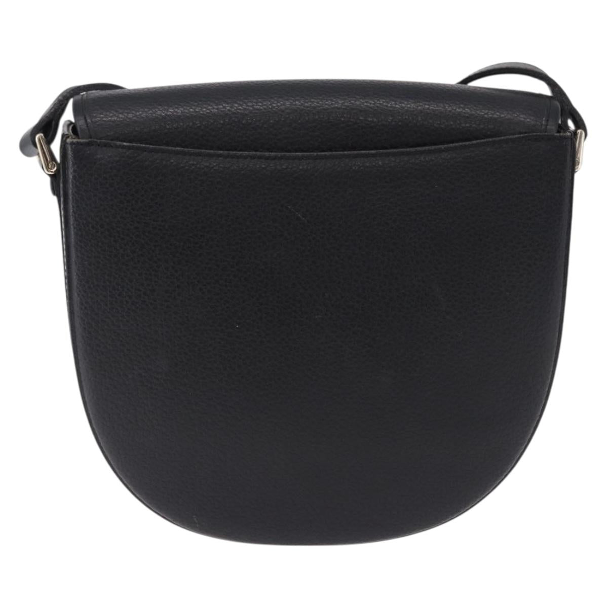 Burberrys Shoulder Bag Leather Black Gold Auth bs36441
