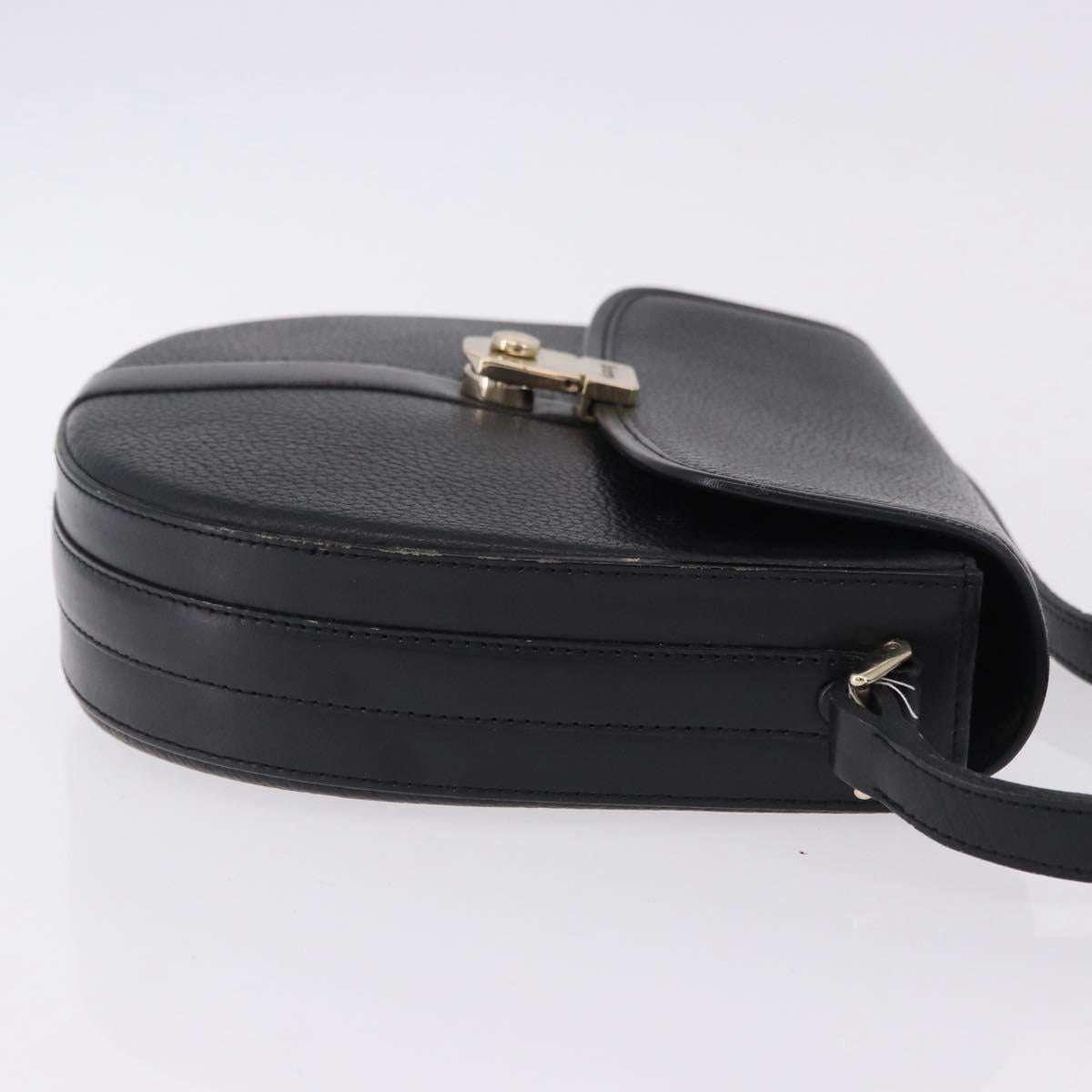 Burberrys Shoulder Bag Leather Black Gold Auth bs36441