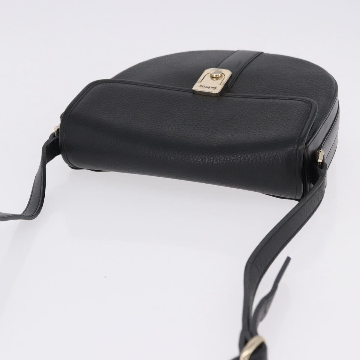 Burberrys Shoulder Bag Leather Black Gold Auth bs36441