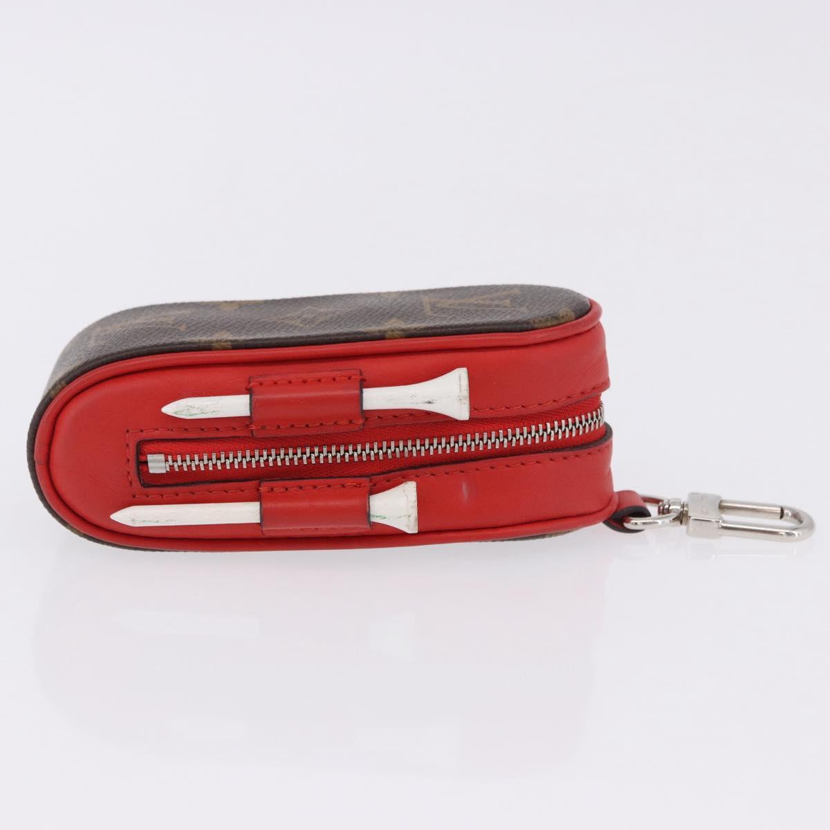 LOUIS VUITTON Monogram Set Golf Andrews Golf Ball Case Red GI0297 Auth bs36446