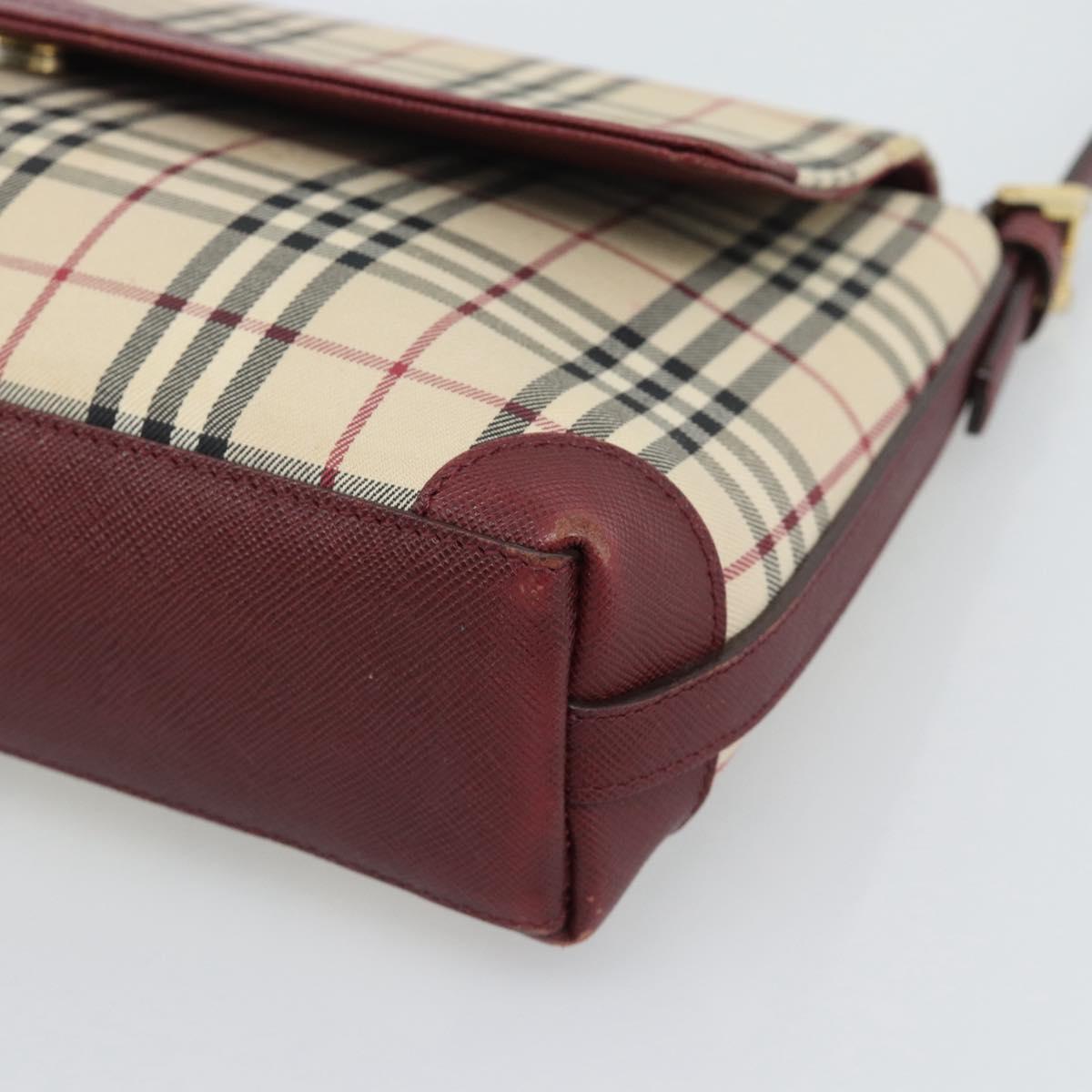 BURBERRY Nova Check Hand Bag Canvas Beige Gold Auth bs36448