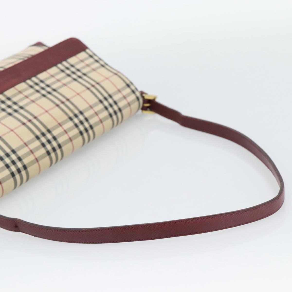 BURBERRY Nova Check Hand Bag Canvas Beige Gold Auth bs36448