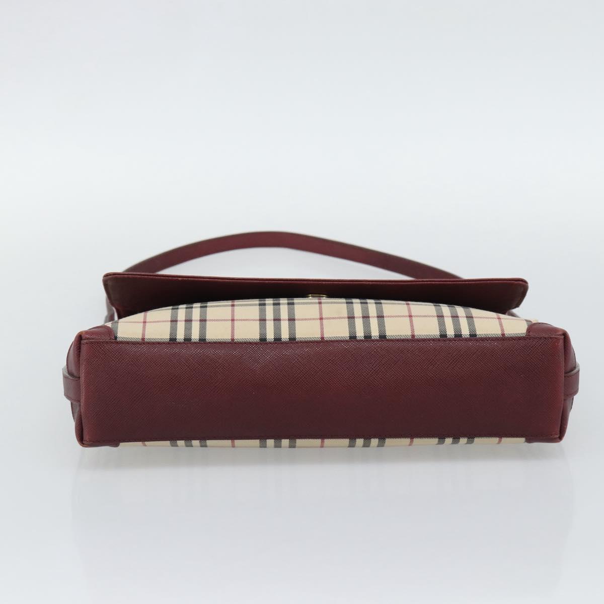 BURBERRY Nova Check Hand Bag Canvas Beige Gold Auth bs36448