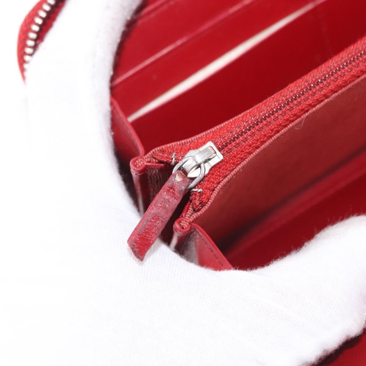 CHANEL Matelasse Long Wallet Lamb Skin Red Silver CC Auth bs36449