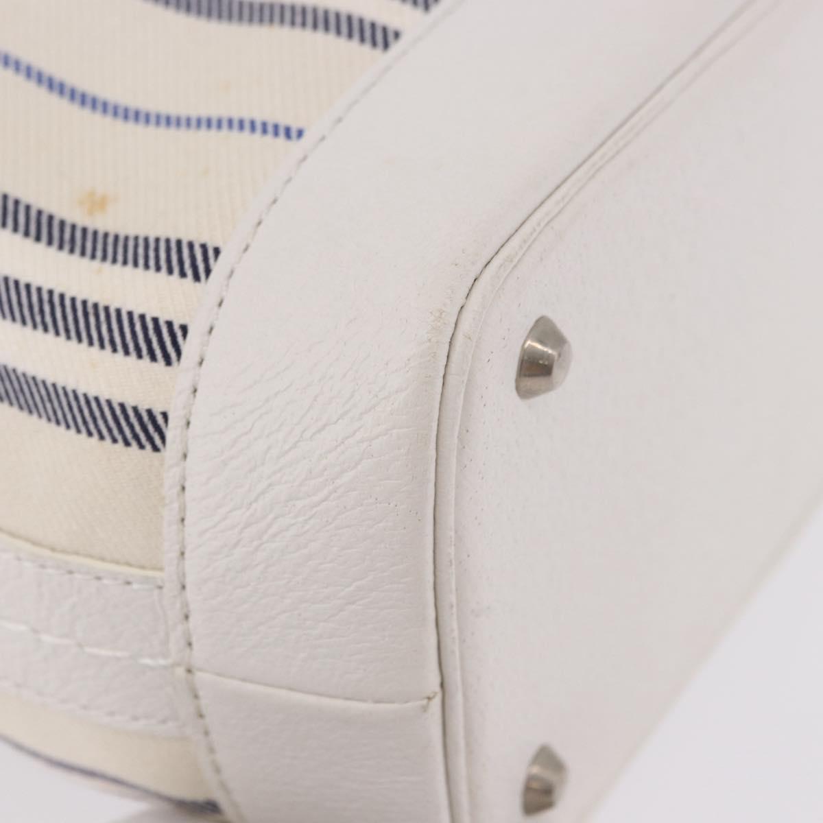 BURBERRY Hand Bag Canvas White Silver Auth bs36451