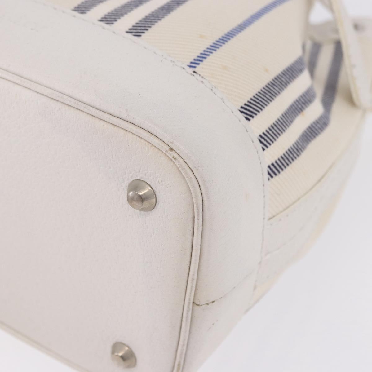 BURBERRY Hand Bag Canvas White Silver Auth bs36451