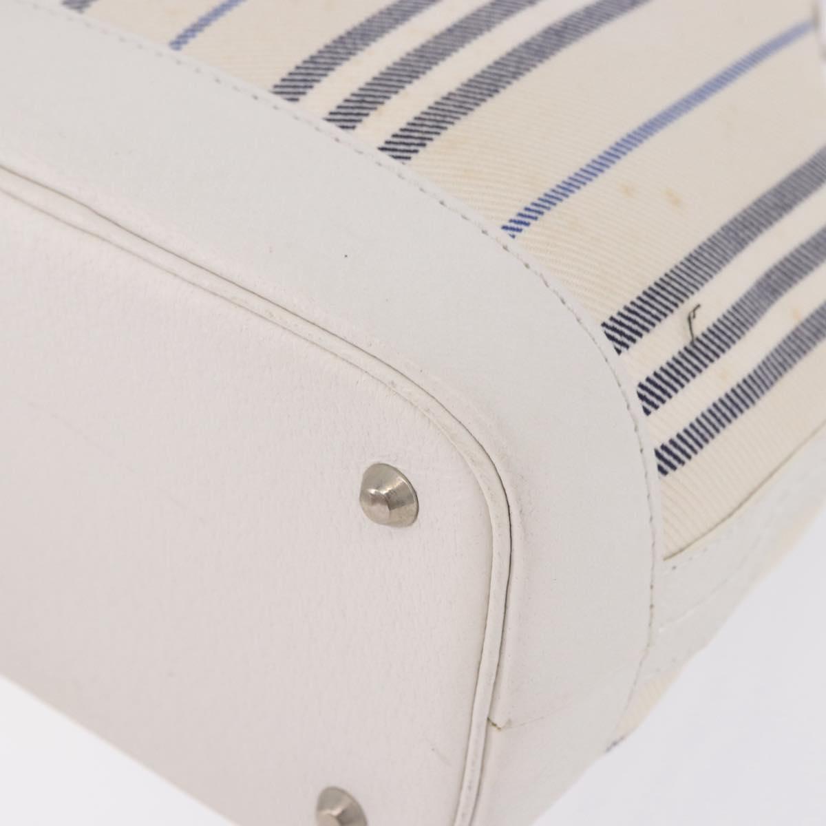 BURBERRY Hand Bag Canvas White Silver Auth bs36451