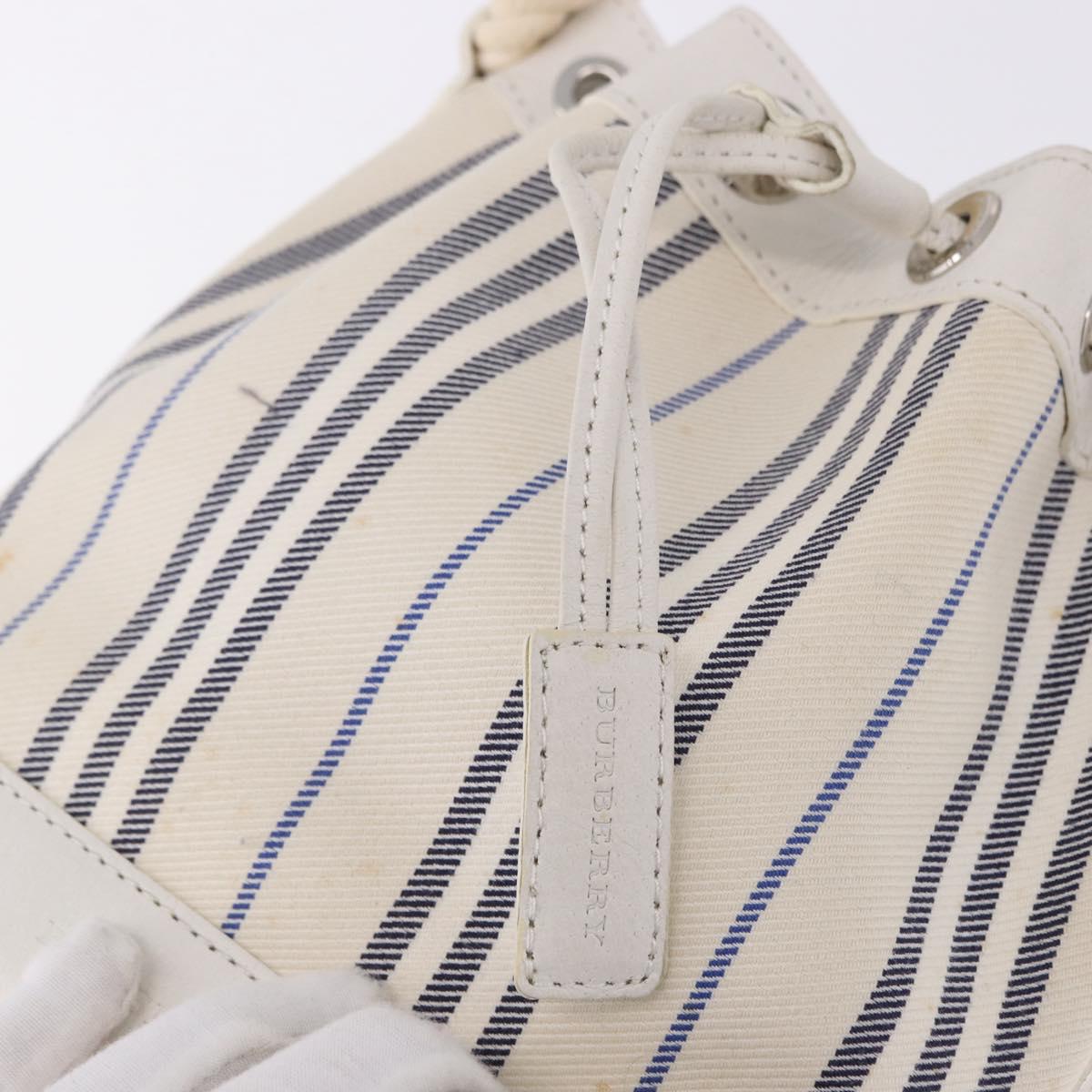 BURBERRY Hand Bag Canvas White Silver Auth bs36451