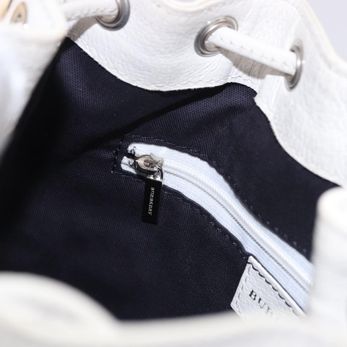BURBERRY Hand Bag Canvas White Silver Auth bs36451