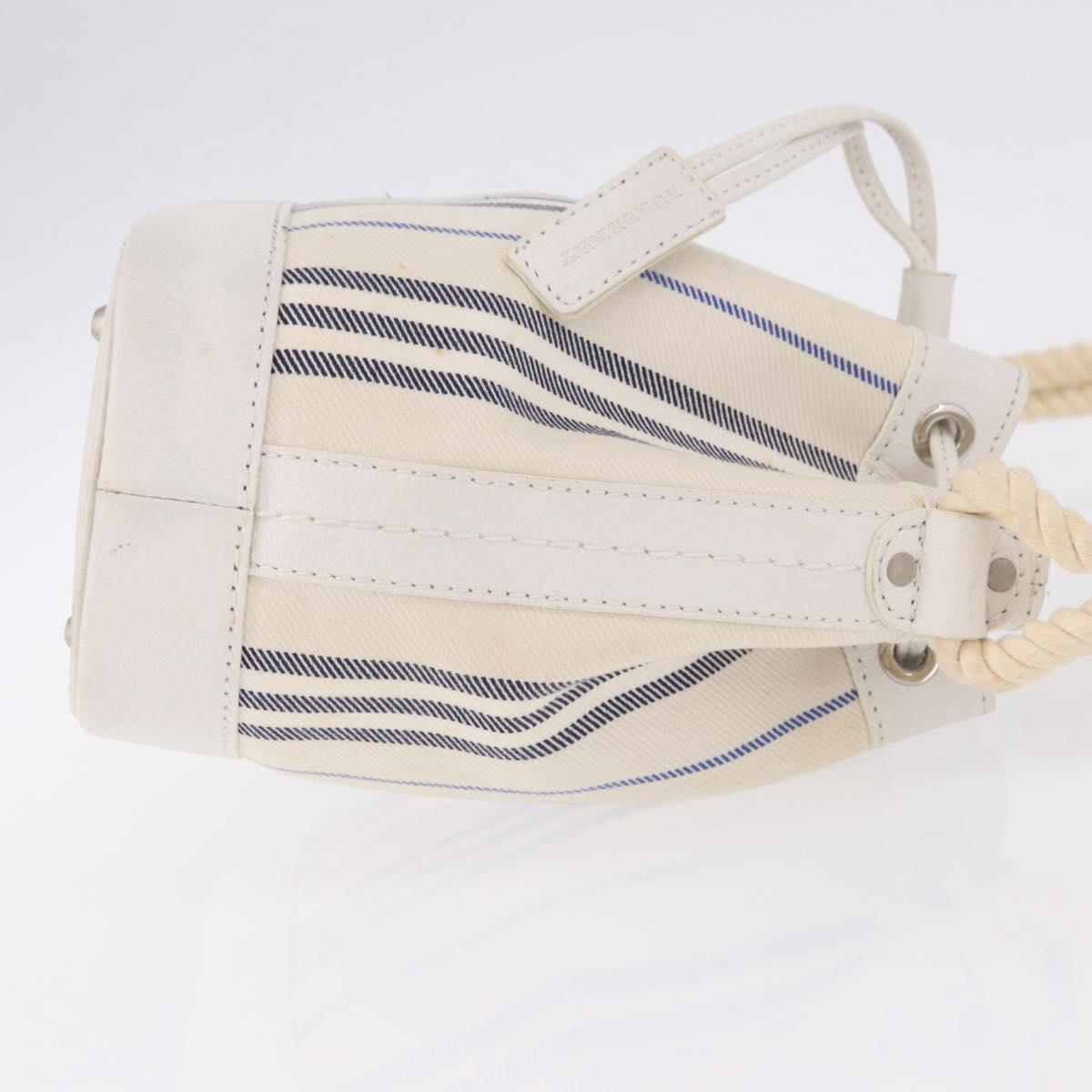 BURBERRY Hand Bag Canvas White Silver Auth bs36451