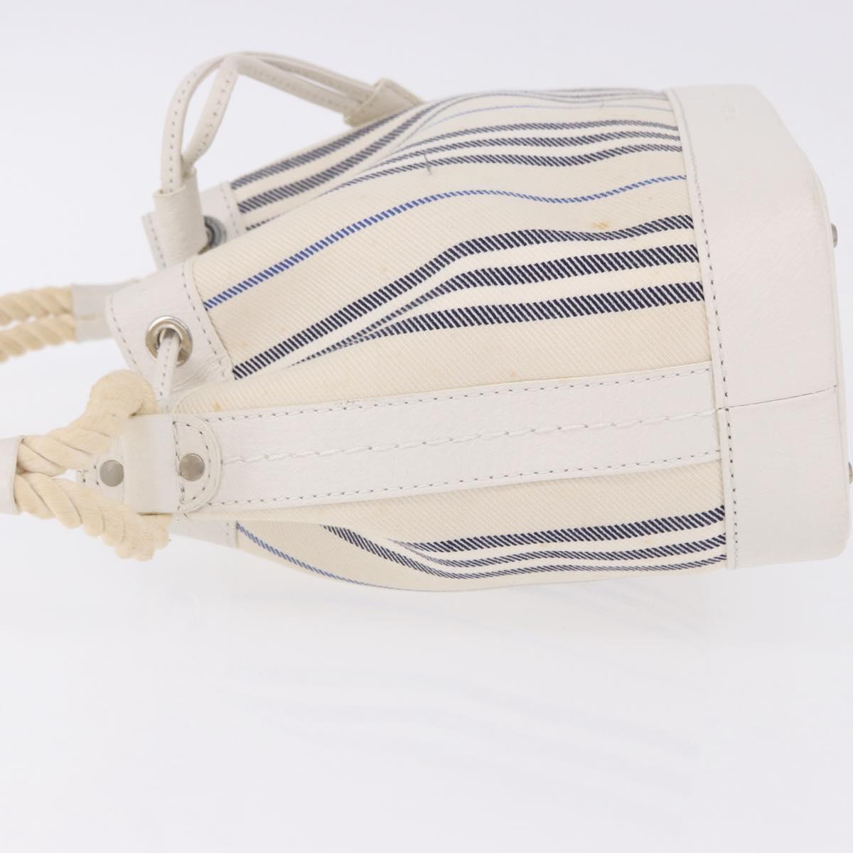 BURBERRY Hand Bag Canvas White Silver Auth bs36451