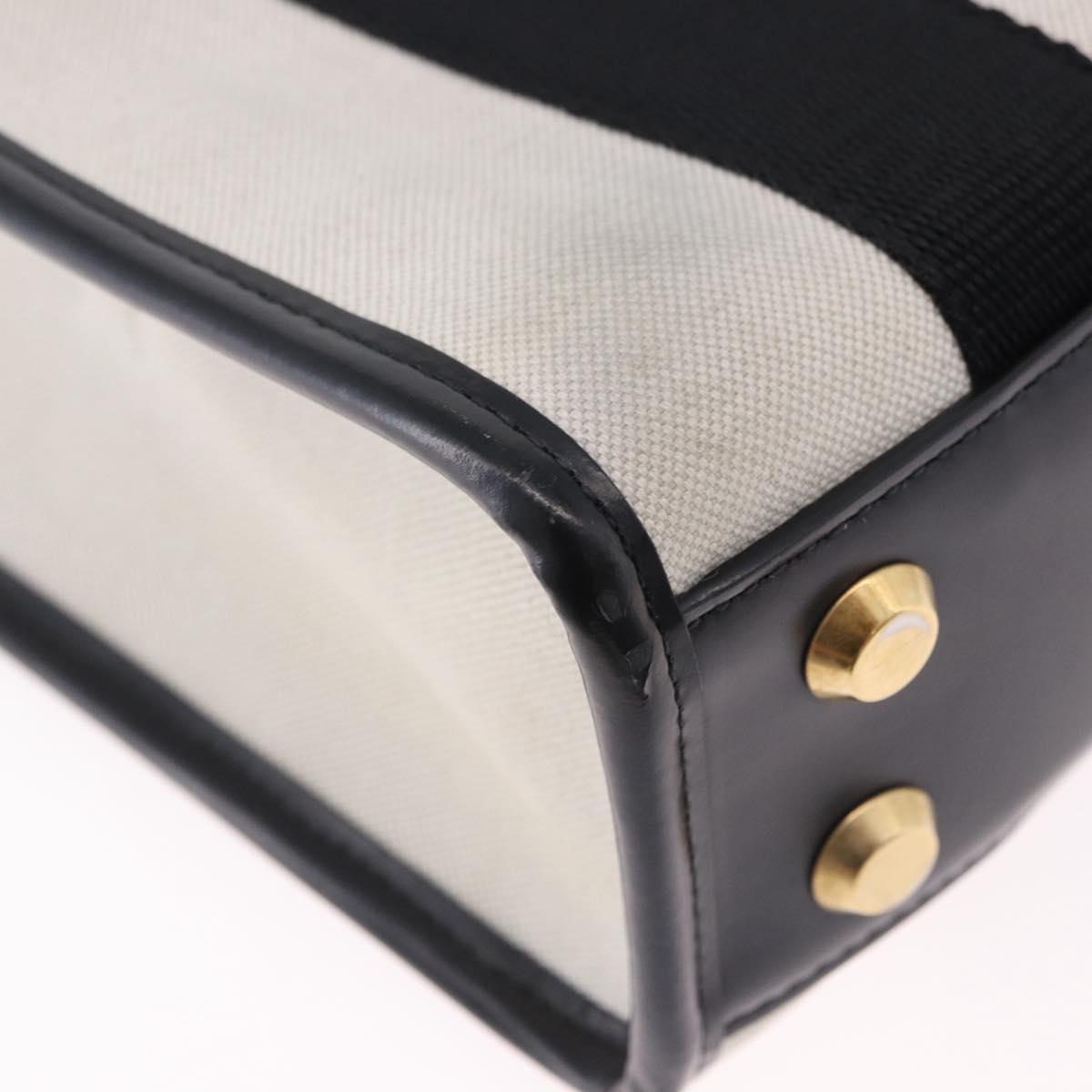 BALENCIAGA Hardware Hand Bag Canvas 2way White Gold 693662 Auth bs36453