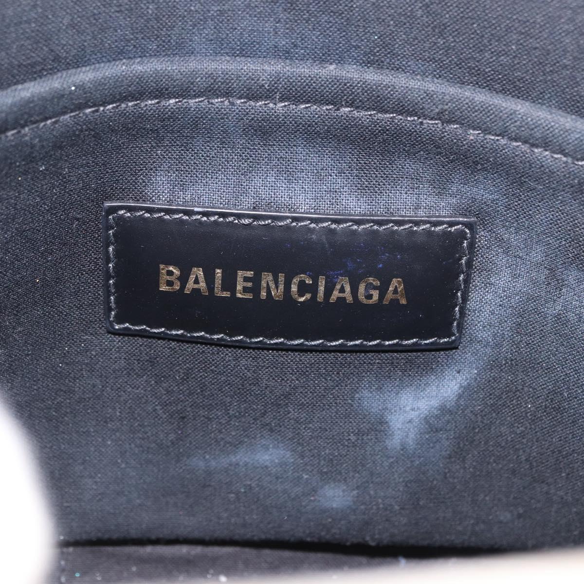BALENCIAGA Hardware Hand Bag Canvas 2way White Gold 693662 Auth bs36453