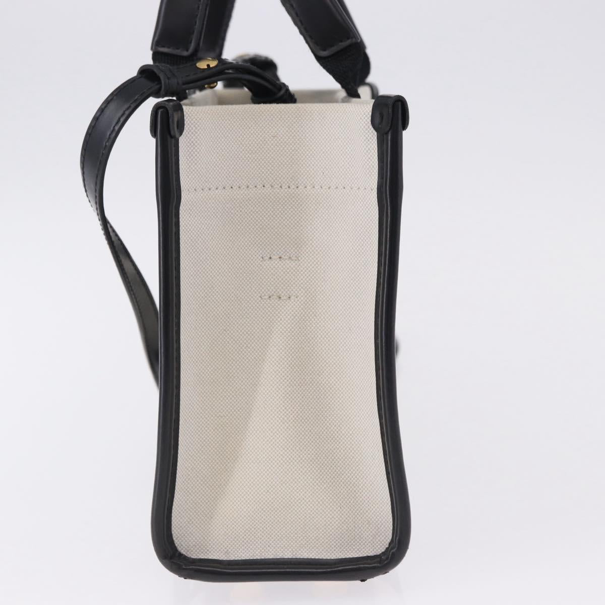 BALENCIAGA Hardware Hand Bag Canvas 2way White Gold 693662 Auth bs36453