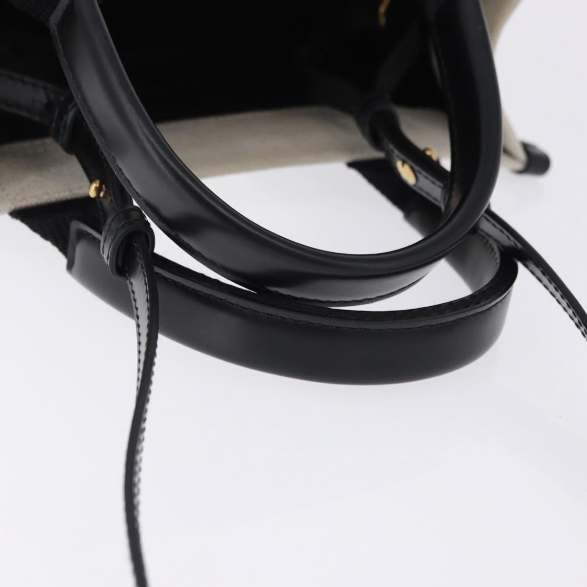 BALENCIAGA Hardware Hand Bag Canvas 2way White Gold 693662 Auth bs36453