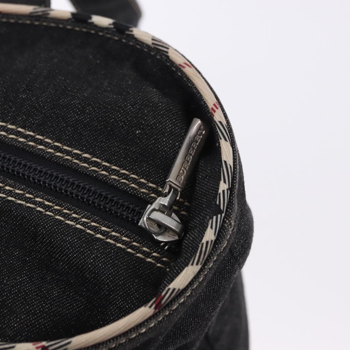 BURBERRY Nova Check Hand Bag Denim Black Silver Auth bs36454