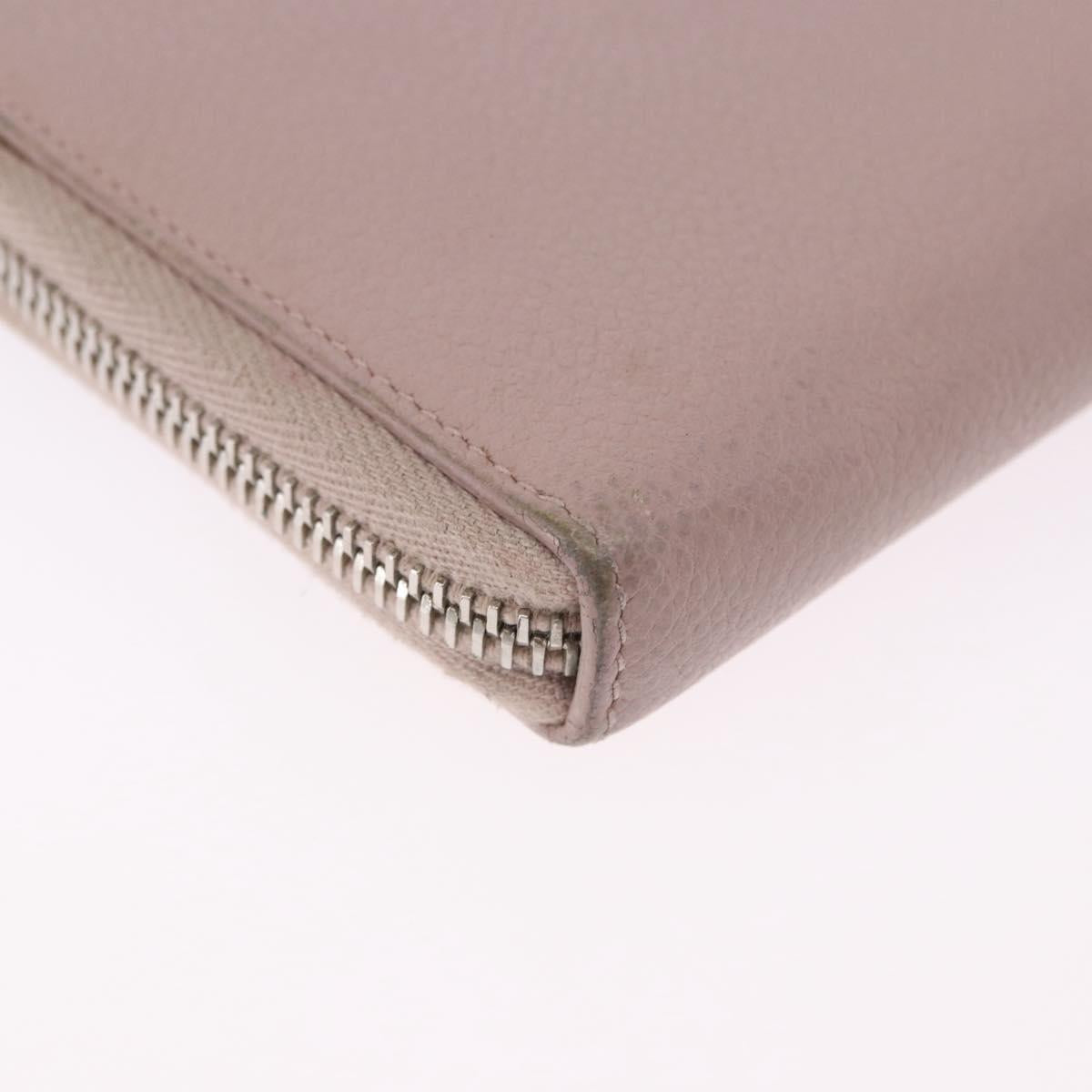 SAINT LAURENT Long Wallet Leather Beige Silver Auth bs36457