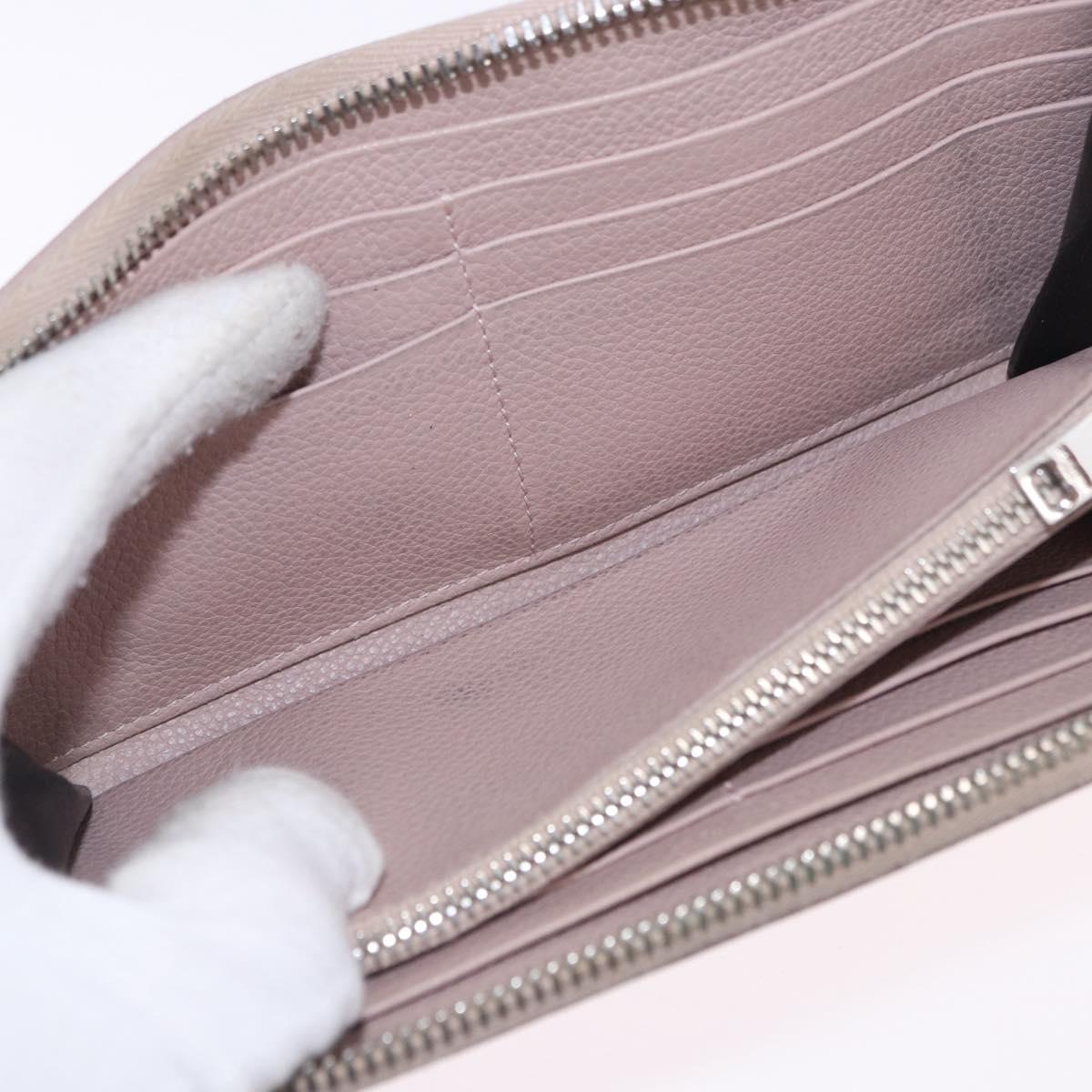 SAINT LAURENT Long Wallet Leather Beige Silver Auth bs36457