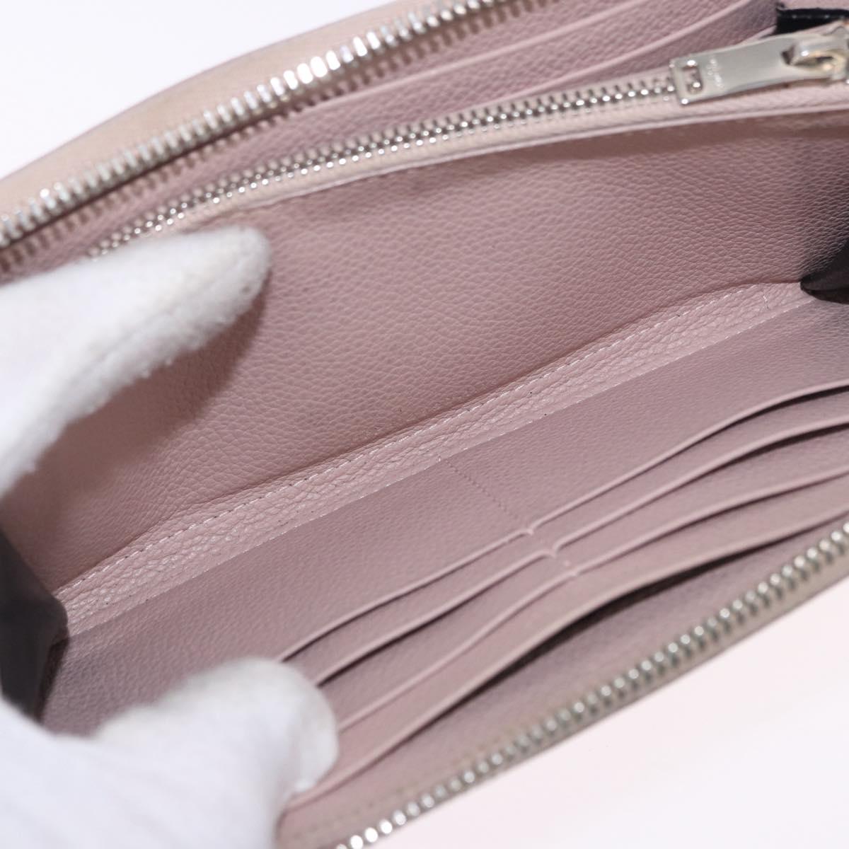 SAINT LAURENT Long Wallet Leather Beige Silver Auth bs36457