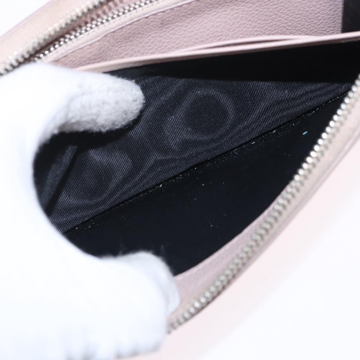 SAINT LAURENT Long Wallet Leather Beige Silver Auth bs36457