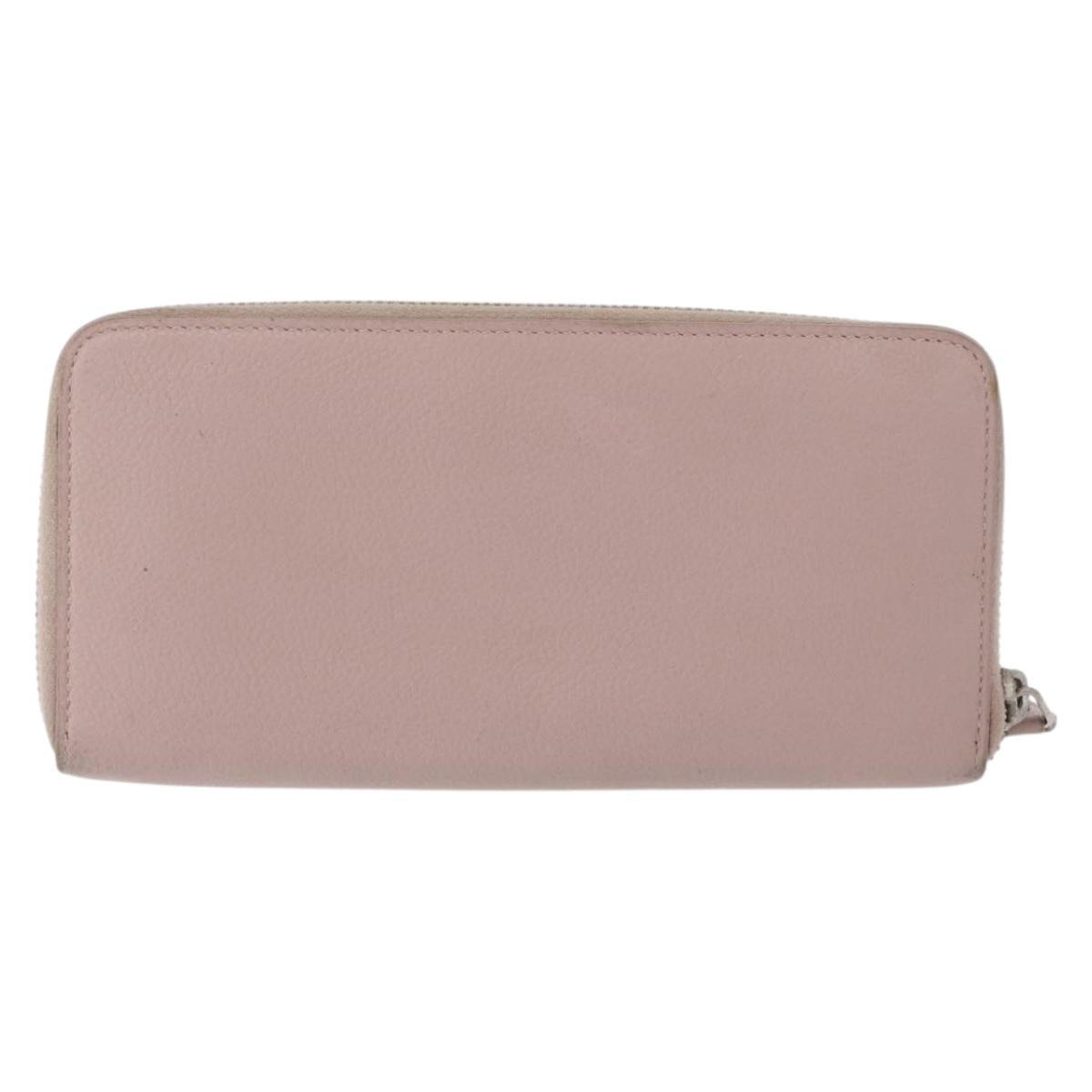 SAINT LAURENT Long Wallet Leather Beige Silver Auth bs36457