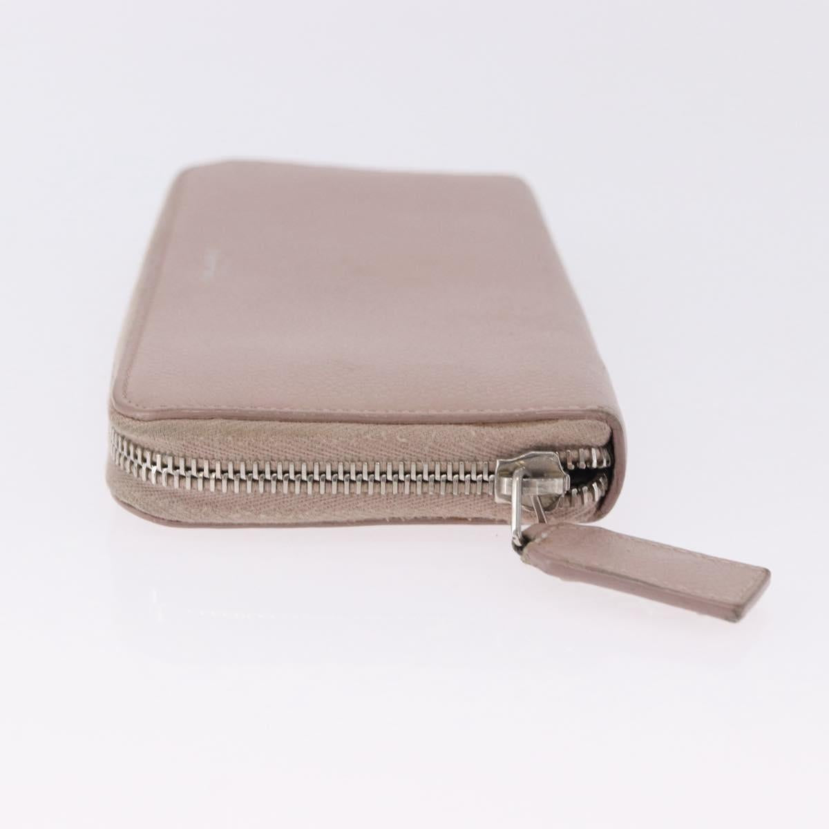SAINT LAURENT Long Wallet Leather Beige Silver Auth bs36457
