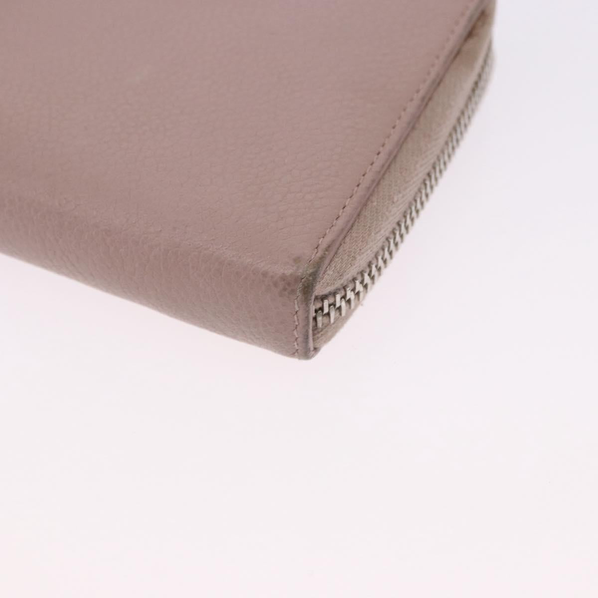 SAINT LAURENT Long Wallet Leather Beige Silver Auth bs36457