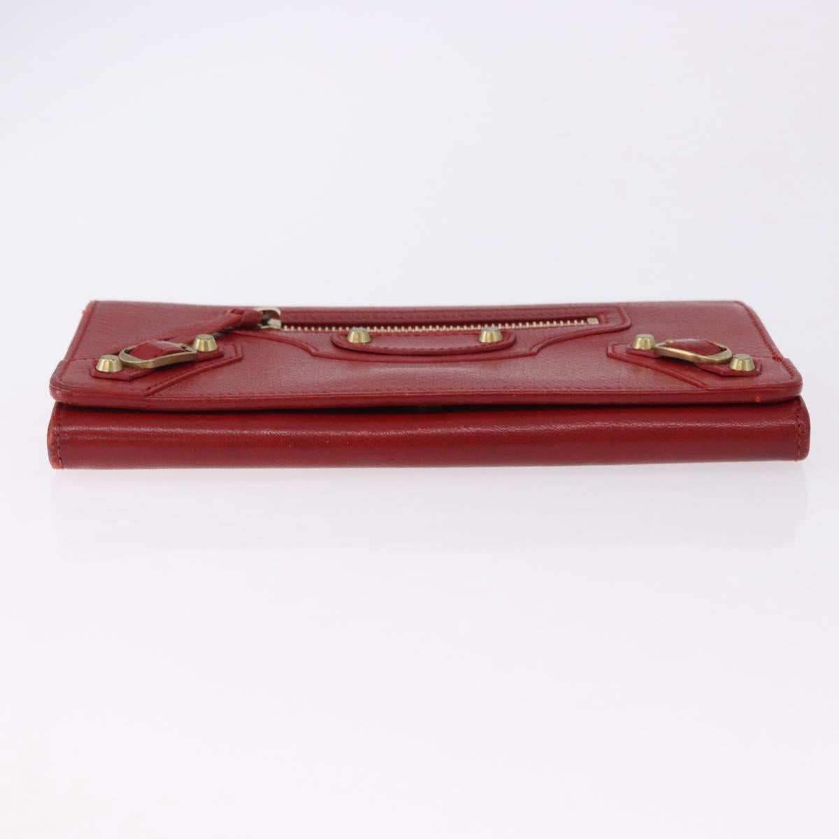 BALENCIAGA The Money Long Wallet Leather Red Gold 233599 Auth bs36458A