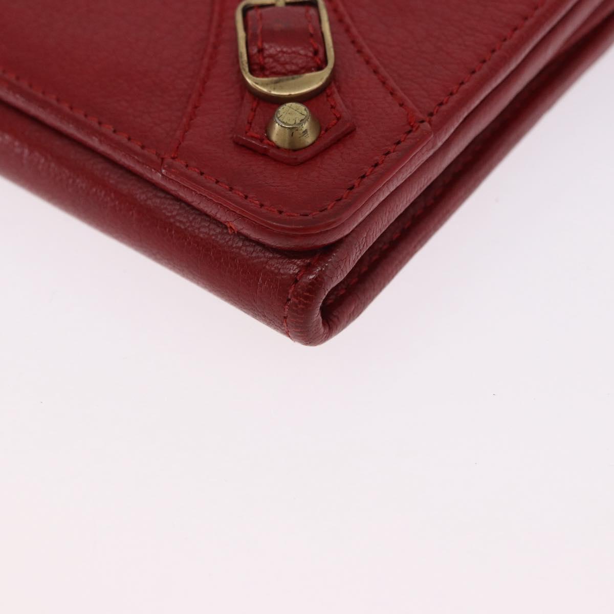 BALENCIAGA The Money Long Wallet Leather Red Gold 233599 Auth bs36458A