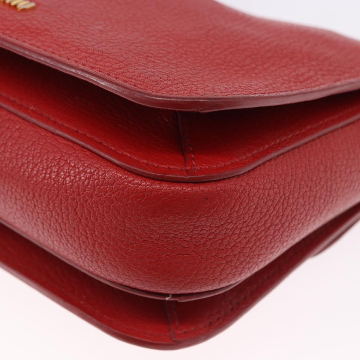 Miu Miu Shoulder Bag Leather Red Gold Auth bs36460