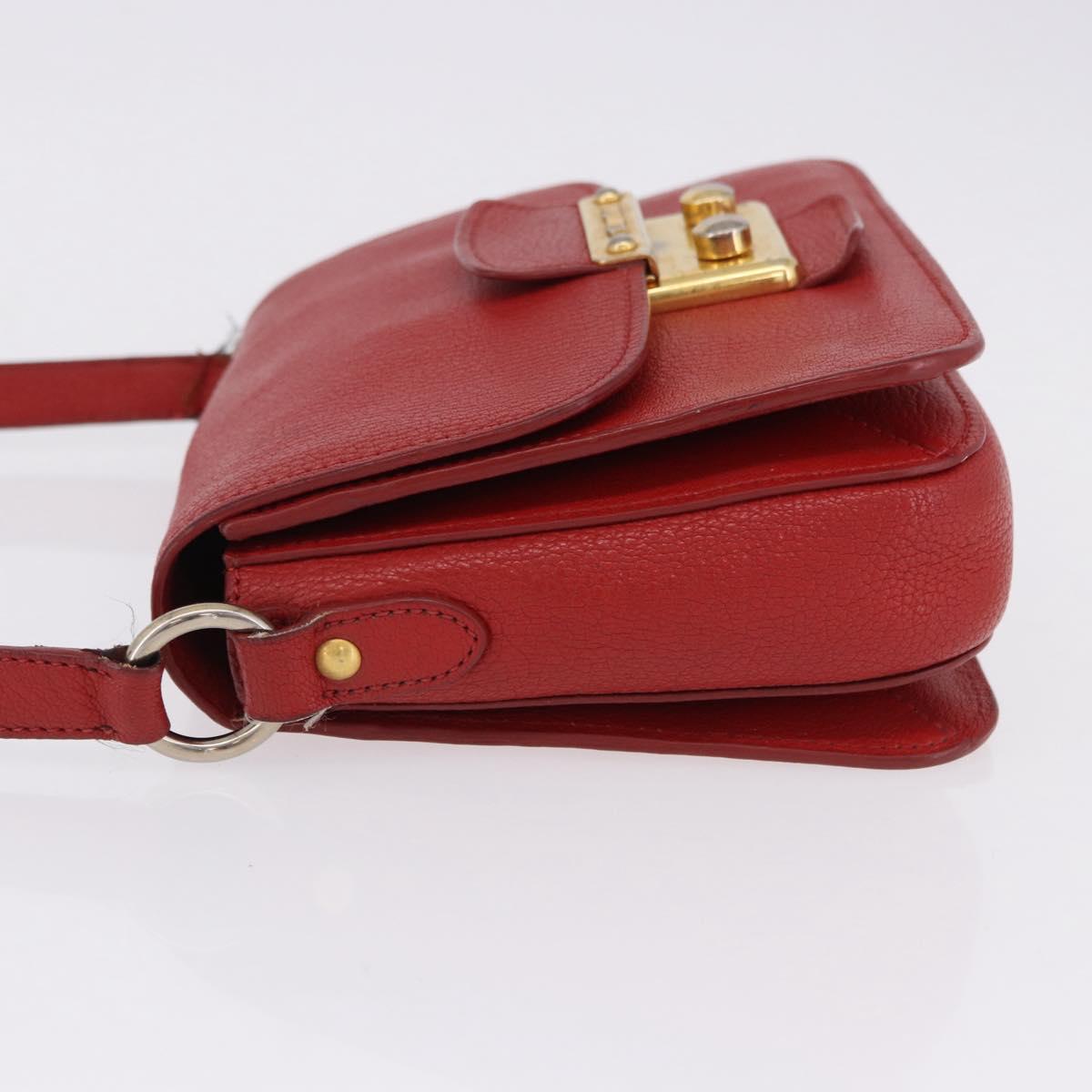Miu Miu Shoulder Bag Leather Red Gold Auth bs36460