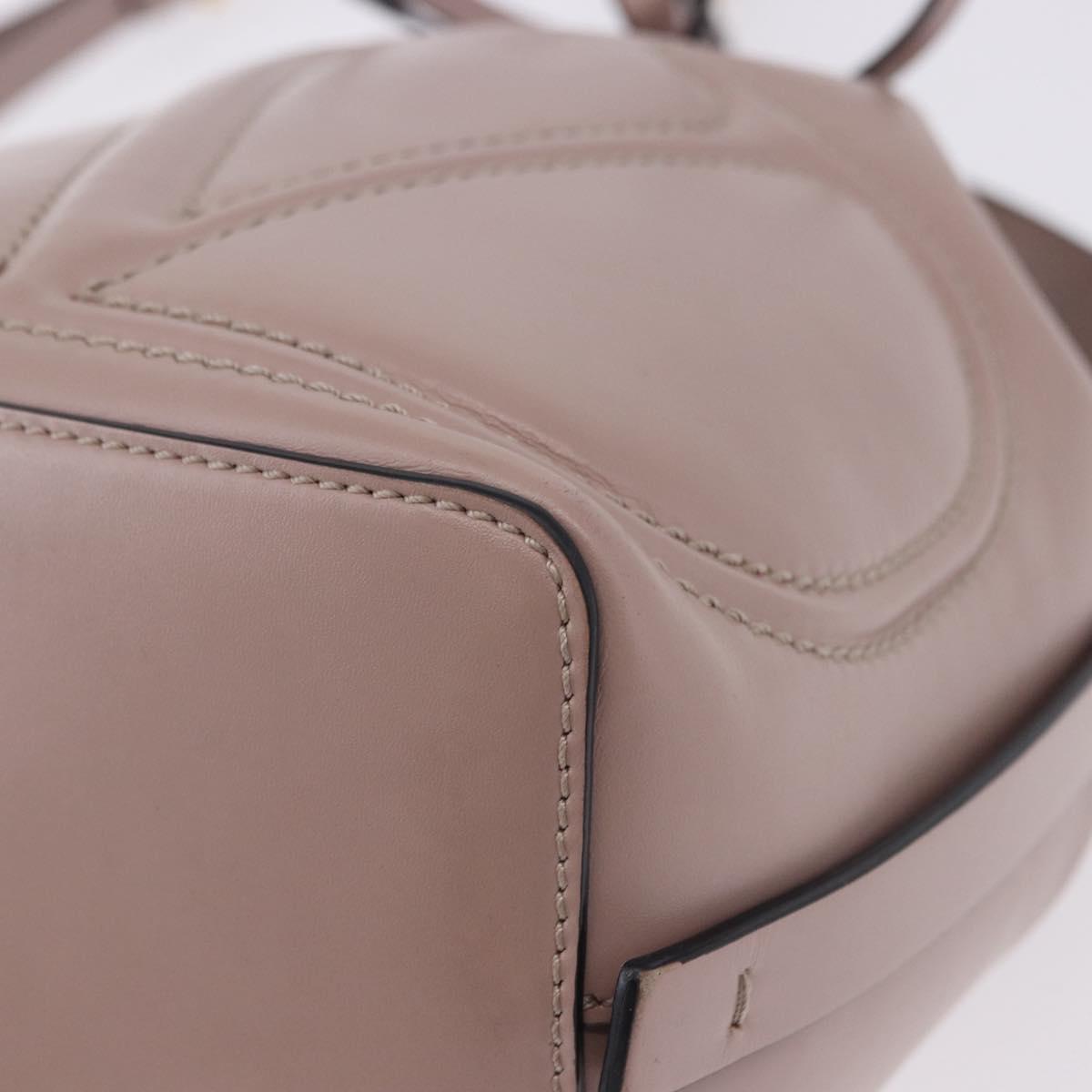 VALENTINO Shoulder Bag Leather 2way Pink Gold Auth bs36461