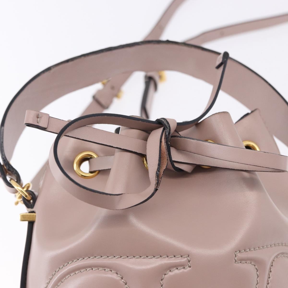 VALENTINO Shoulder Bag Leather 2way Pink Gold Auth bs36461