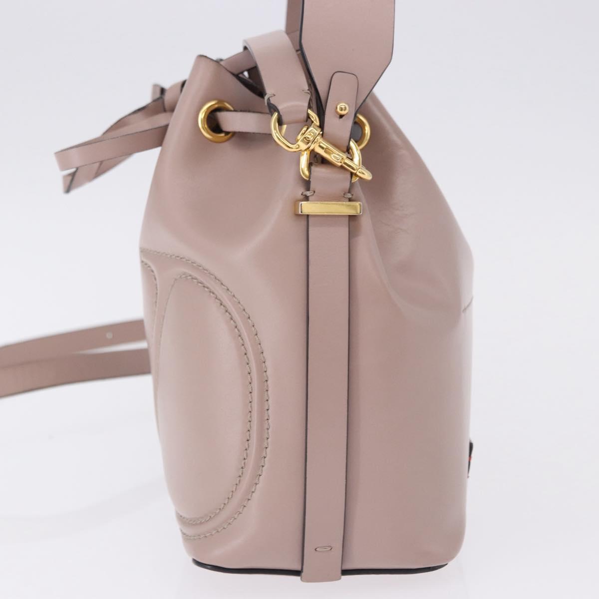 VALENTINO Shoulder Bag Leather 2way Pink Gold Auth bs36461