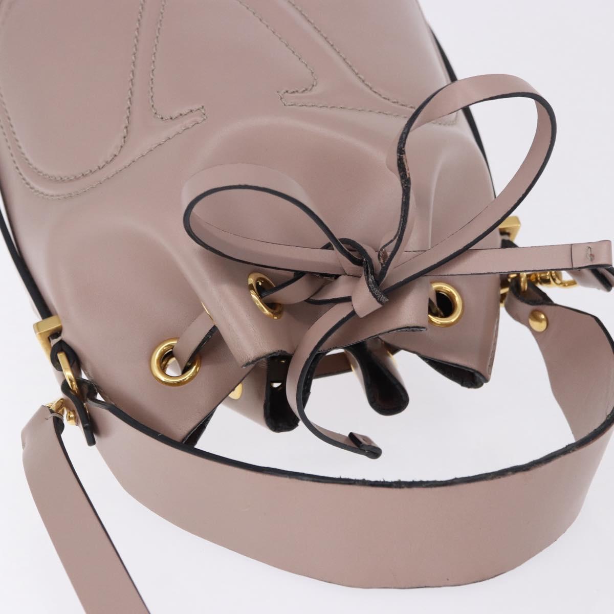 VALENTINO Shoulder Bag Leather 2way Pink Gold Auth bs36461