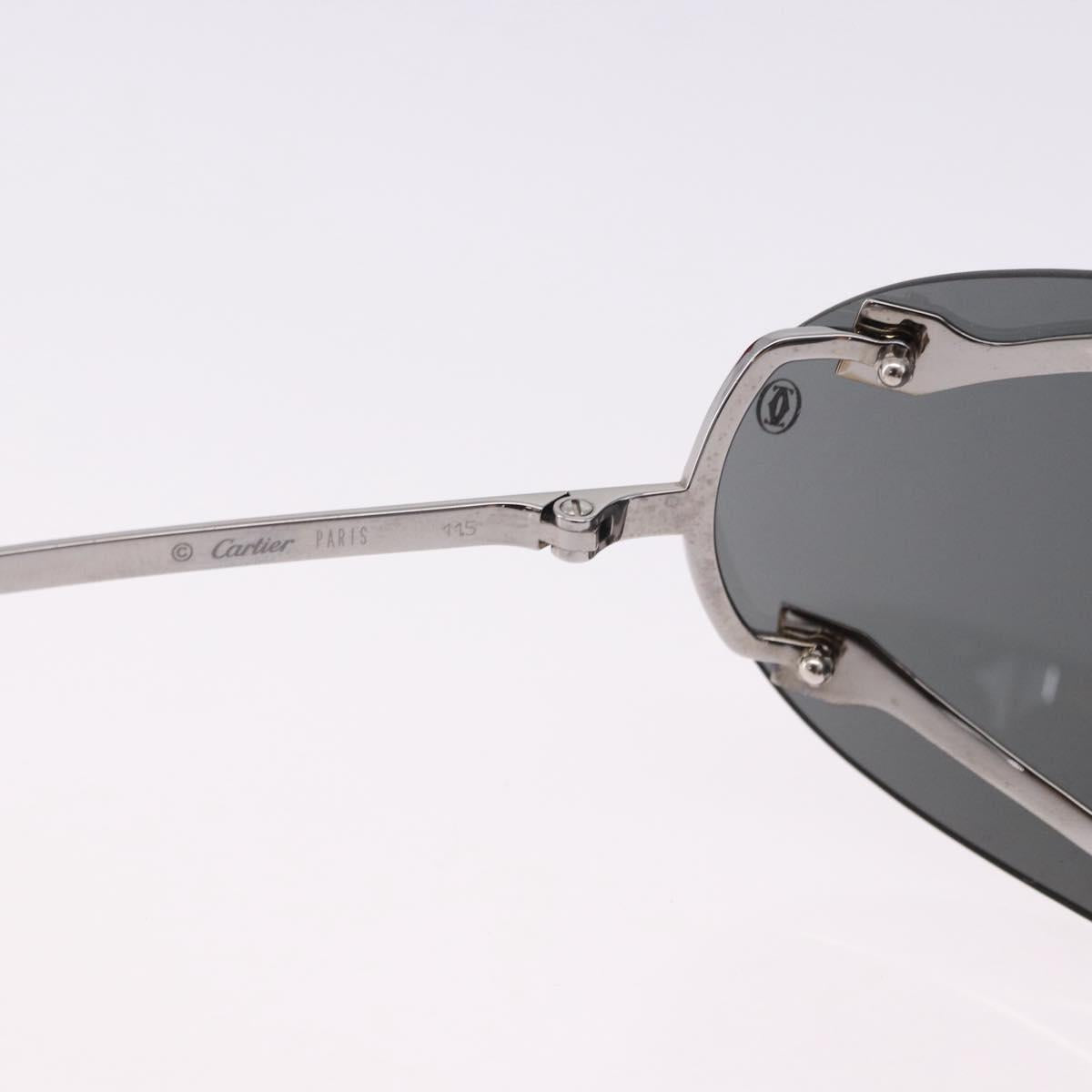 CARTIER Sunglasses Metal Black Silver Auth bs36462V